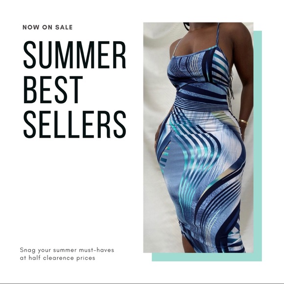 Pattern maxi dress -blue -S,M,L - Picture 7 of 7